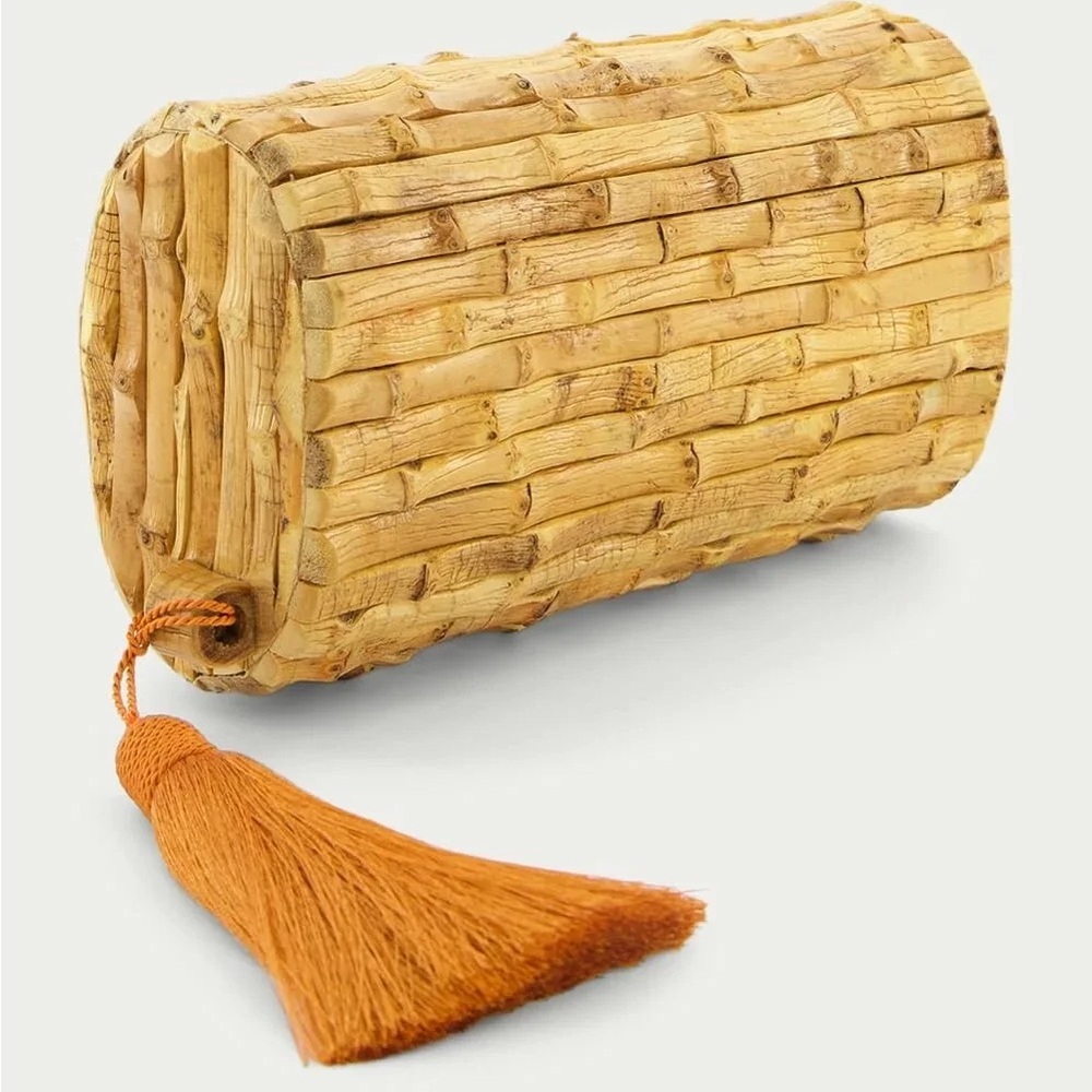 Glorinha Paranaguá - Bamboo Clutch with Silk Tassel